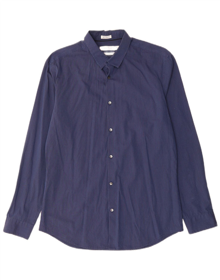 Koszula męska CALVIN KLEIN Rozmiar 15 15 1/2 Średni granatowy, bawełniany w prążki