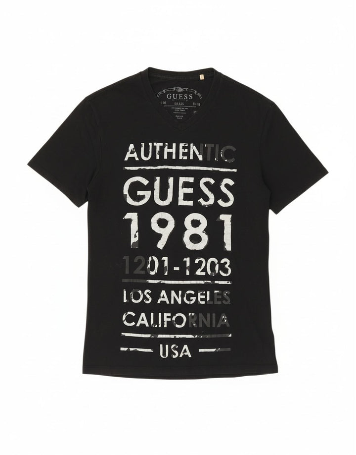 GUESS Mens Graphic T-Shirt Top Small Black Cotton