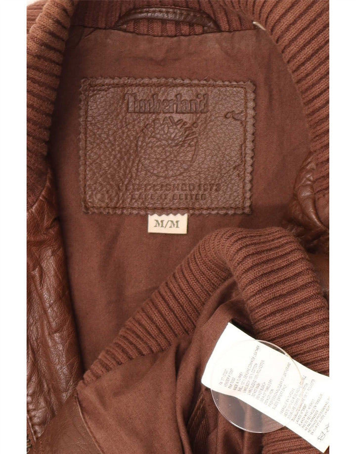 Męska kurtka skórzana Bomber Timberland UK 38 Średni brąz