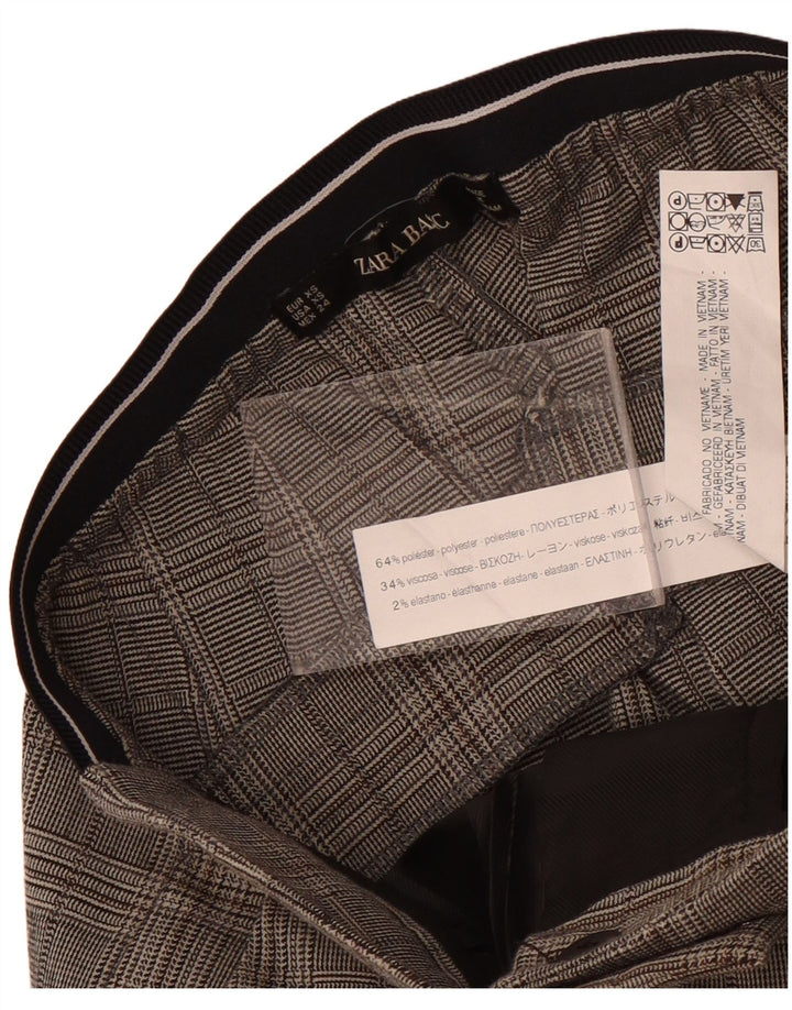 Damskie spodnie garniturowe Zara XS W24 L27 Szara krata, poliester