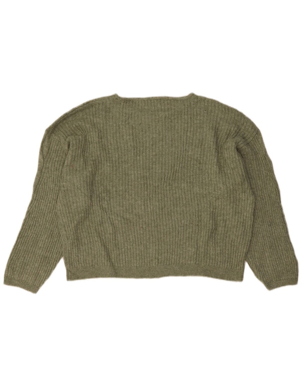 Marks & Spencer Damski sweter z dekoltem w łódkę, UK 18 XL, zielony akryl
