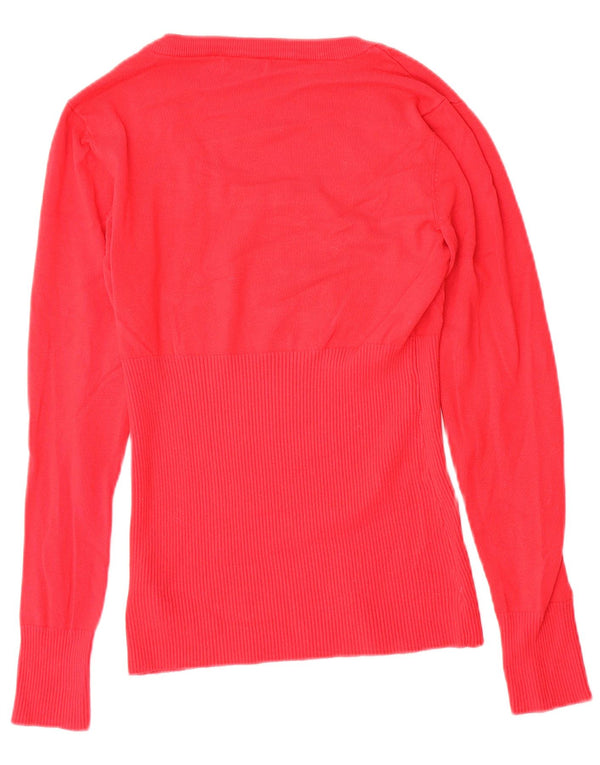 Damski sweter Guess z graficznym dekoltem w łódkę UK 12, średni czerwony sztuczny jedwab