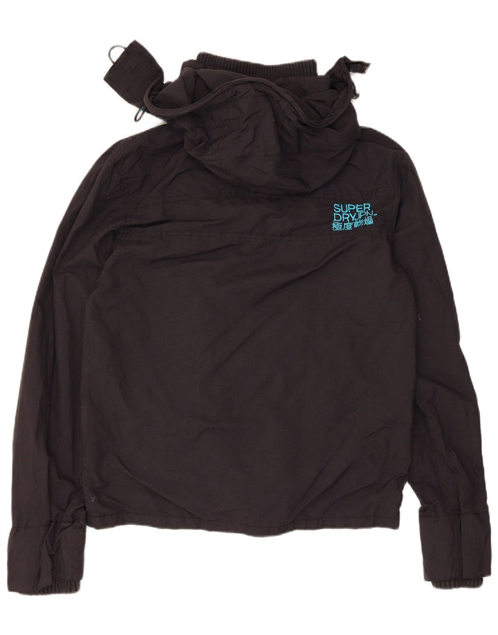 Męska kurtka przeciwdeszczowa z kapturem Superdry UK 36, mała, czarna nylonowa