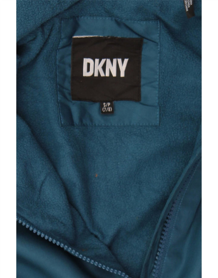 DKNY Girls Graphic Windbreaker Jacket 7-8 Years Small Blue Colourblock Vintage Dkny and Second-Hand Dkny from Messina Hembry 