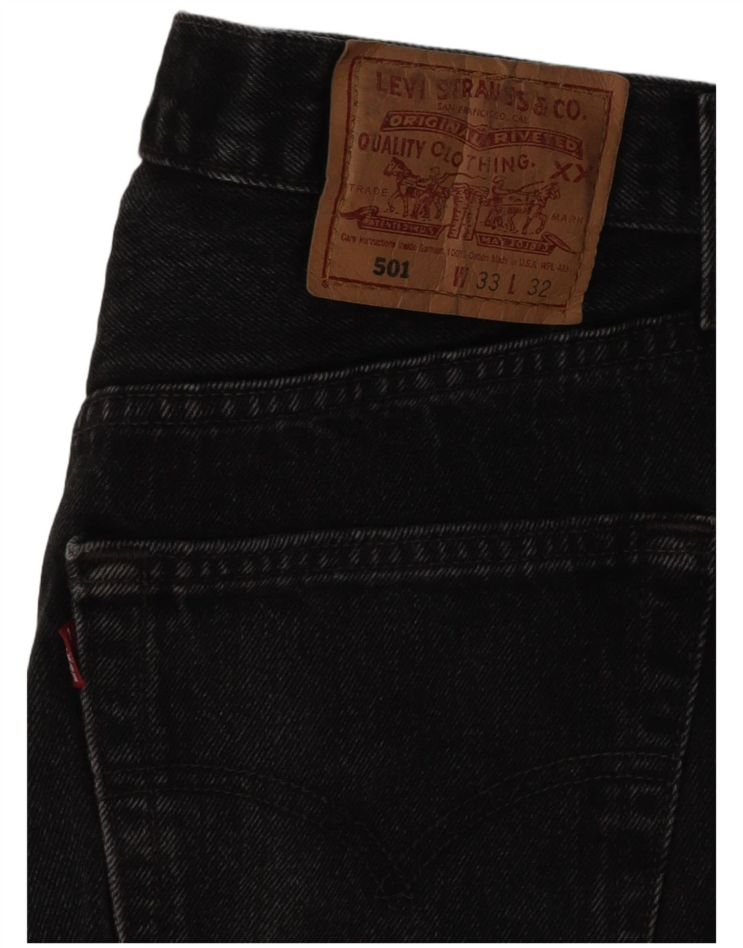 Męskie dżinsy Levi's 501 Straight W33 L28 Czarna bawełna