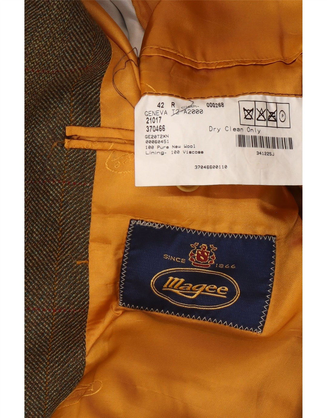 Męska marynarka zapinana na 2 guziki Magee UK 42 XL, wełniana brązowa kratka