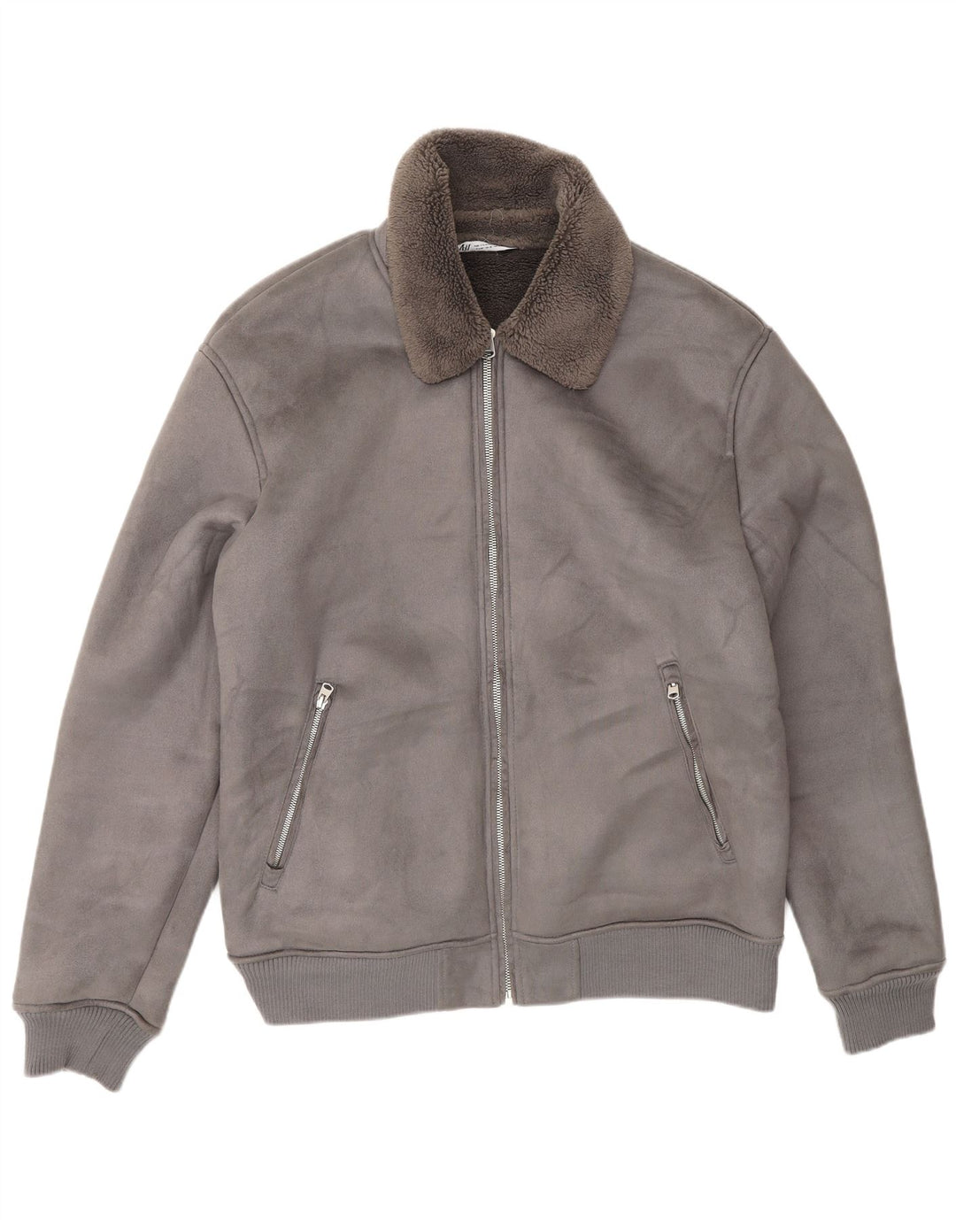 Męska kurtka Zara Sherpa UK 42 XL, szary poliester