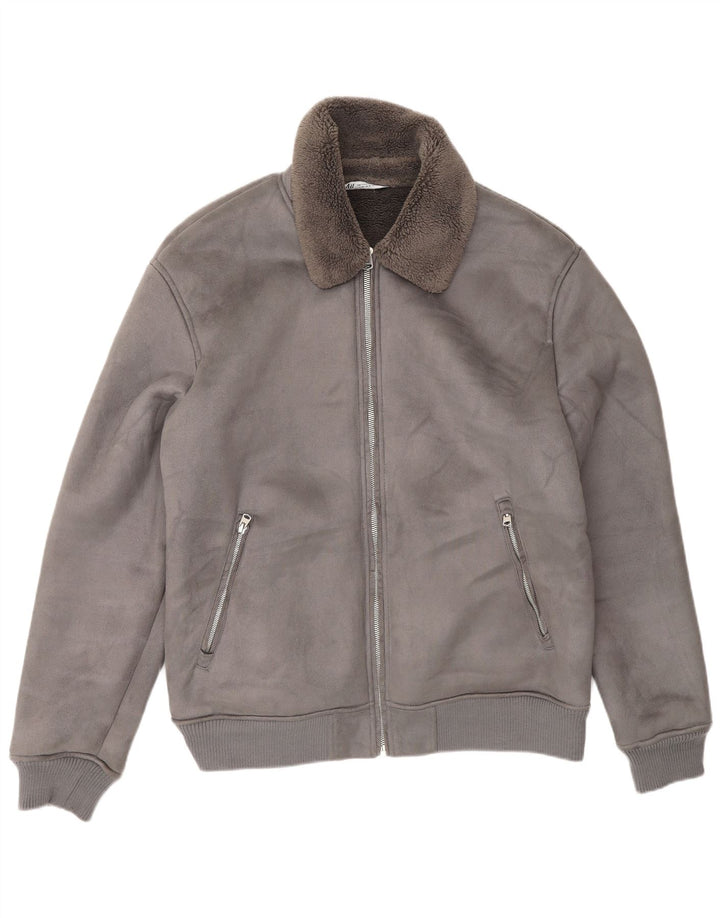 Męska kurtka Zara Sherpa UK 42 XL, szary poliester