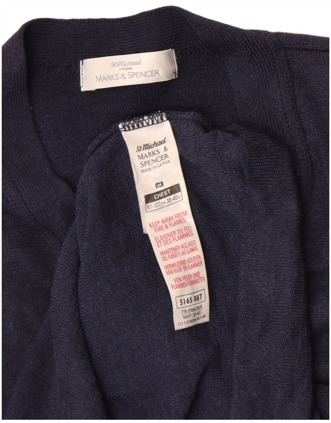 Marks & Spencer Damski sweter rozpinany EU 38/40 Średni granatowy wełniany