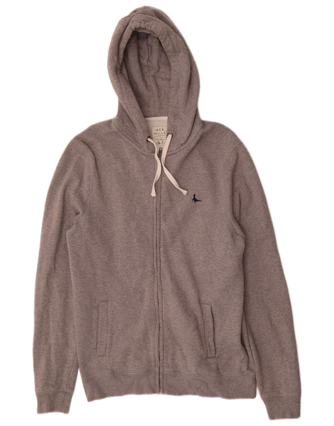 Męski sweter z kapturem i zamkiem Jack Wills, średnioszary, bawełniany w cętki
