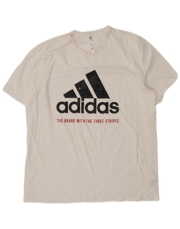 Męska koszulka z grafiką Adidas, duża, biała, bawełniana