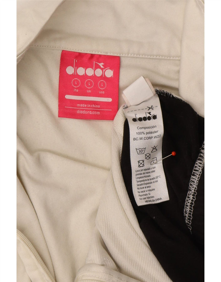 DIADORA Womens Tracksuit Top Jacket UK 16 Large White Colourblock