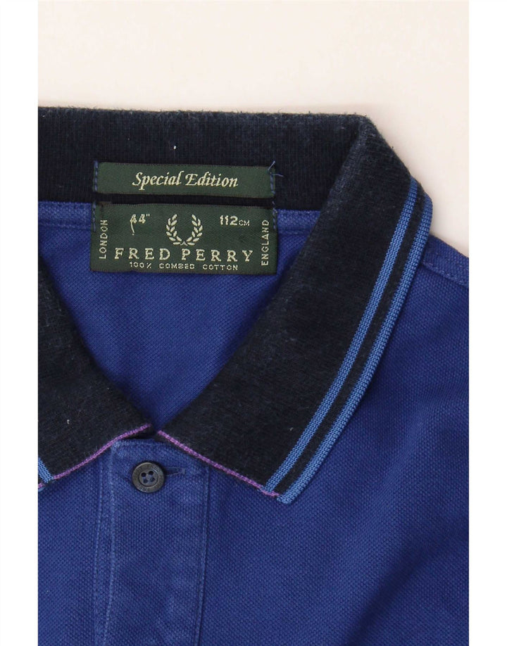 Męska koszulka polo Fred Perry z długim rękawem, bawełniana w średnie niebieskie paski