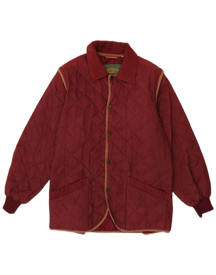 Vintage męska pikowana kurtka UK 36 Small Burgundowy nylon