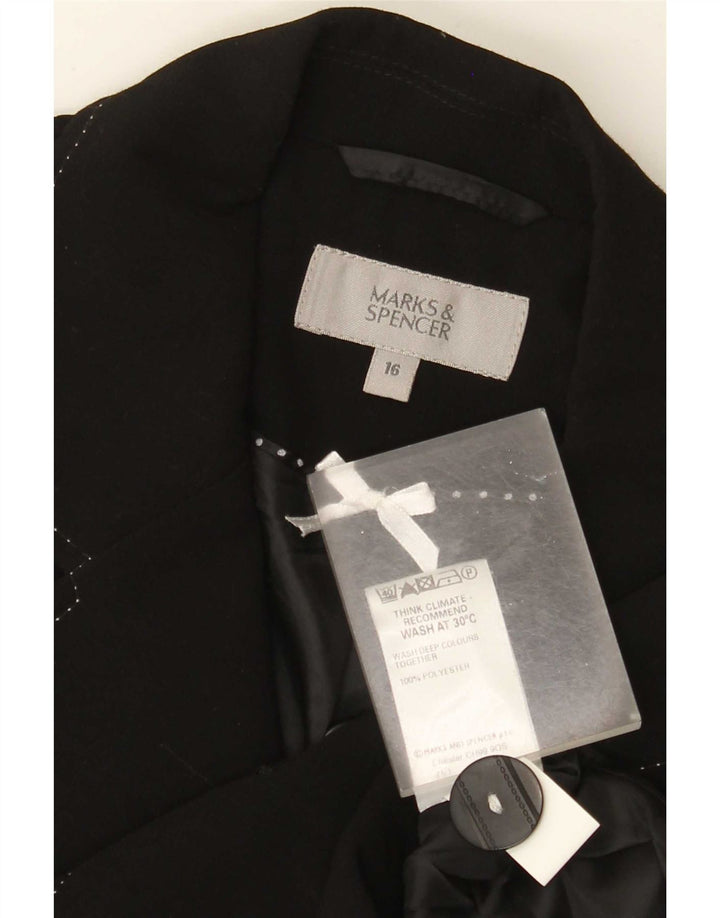 Marks & Spencer Damska marynarka zapinana na 3 guziki UK 16, duża, czarna, poliester