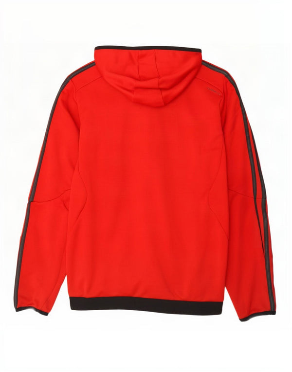Adidas Męski sweter z kapturem Climalite Zip, średni czerwony, kolorowy poliester