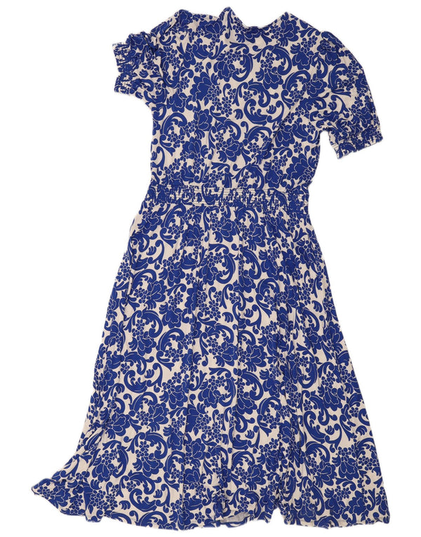 Warstwowa sukienka damska Boden UK 18 XL Niebieska wiskoza Paisley