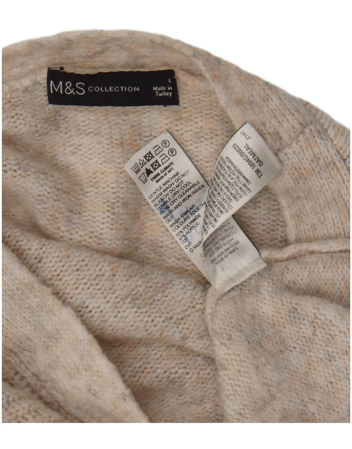 Marks & Spencer Damski sweter oversize UK 16, duży, beżowy