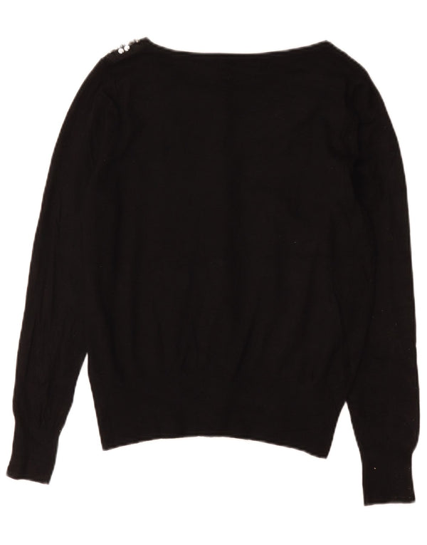 Marks & Spencer Damski sweter kardigan UK 12, średni czarny, bawełniany