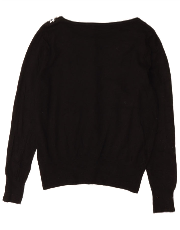 Marks & Spencer Damski sweter kardigan UK 12, średni czarny, bawełniany