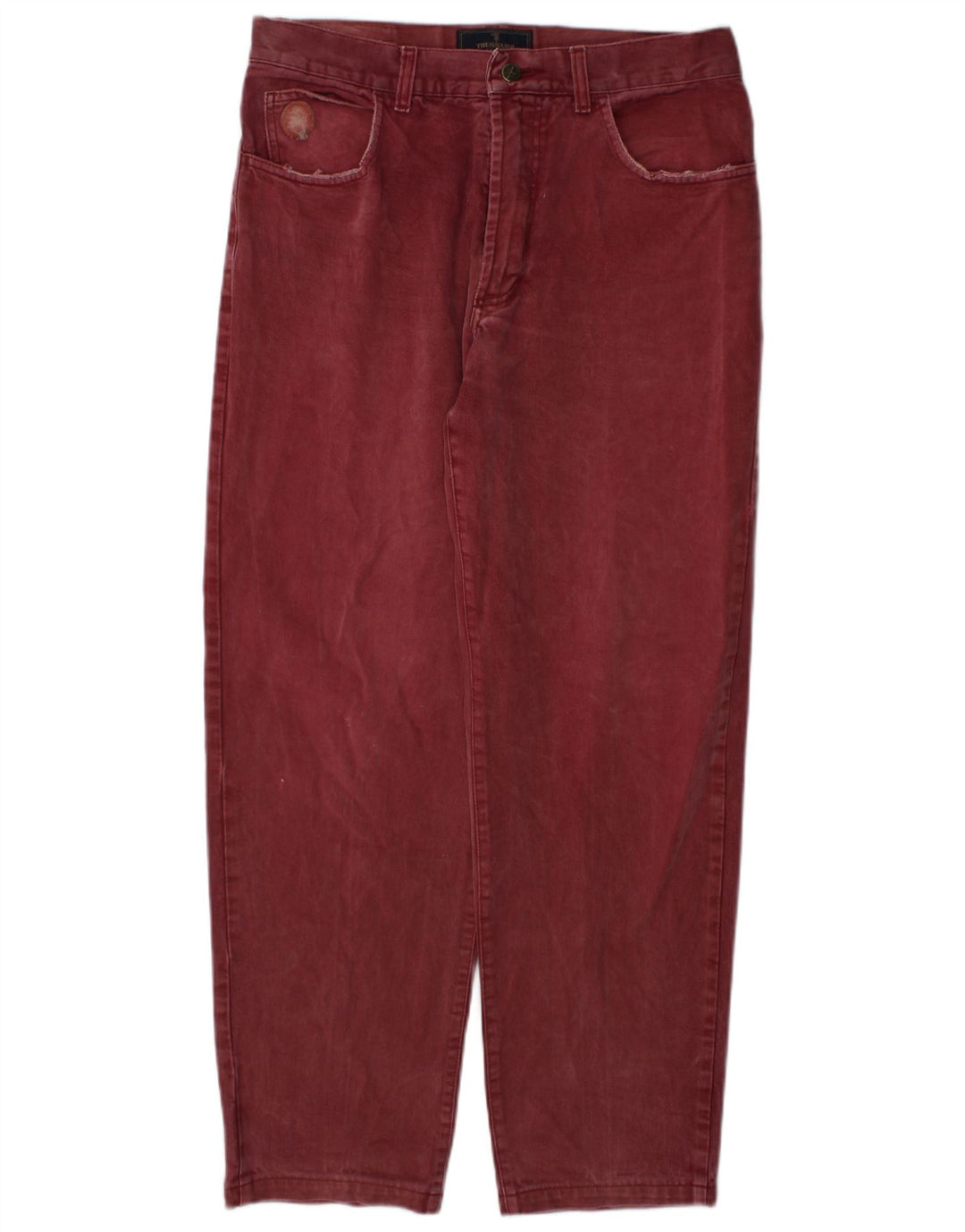 Damskie proste dżinsy Trussardi W34 L30 Burgundowe