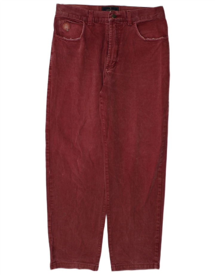 Damskie proste dżinsy Trussardi W34 L30 Burgundowe