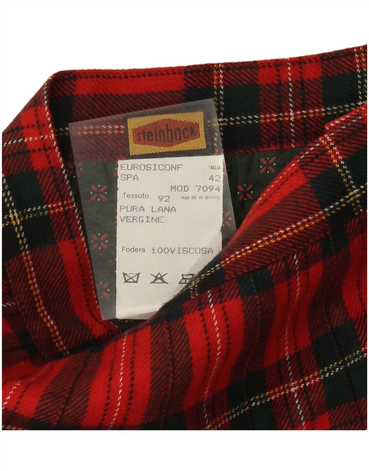 Damska spódnica kopertowa z wysokim stanem Steinbock IT 42 Medium W26 Wełniana czerwona kratka