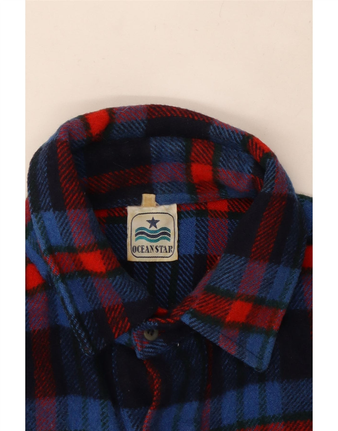 OCEAN STAR Mens Flannel Shirt Large Blue Check Vintage Ocean Star and Second-Hand Ocean Star from Messina Hembry 