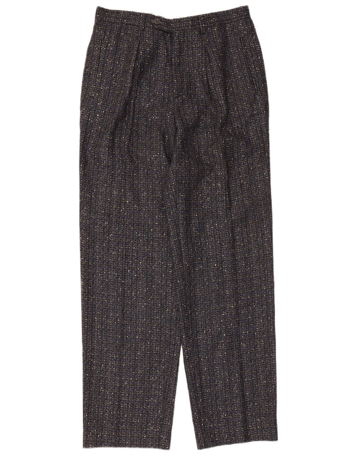 Męskie spodnie garniturowe w stylu vintage IT 50 Large W32 L31 Szara wełna w cętki