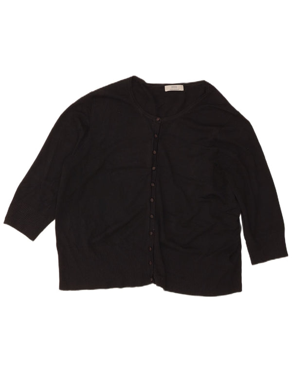 Marks & Spencer Damski sweter rozpinany z rękawem 3/4 UK 22 3XL Czarna wiskoza