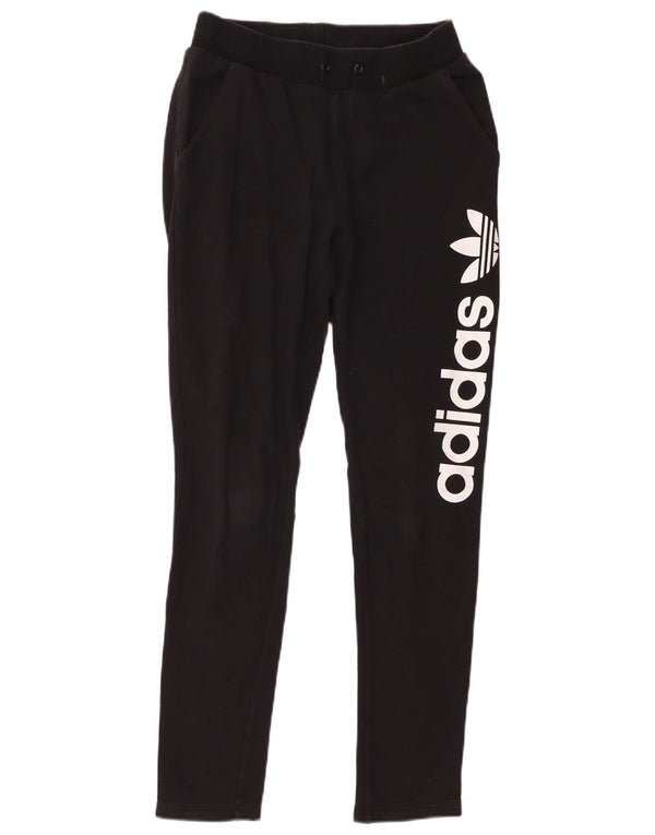 Damskie spodnie dresowe Adidas z grafiką UK 8, małe, czarne, bawełniane