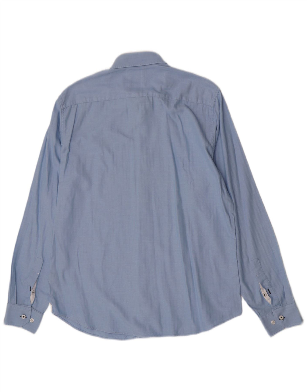 Crew Clothing Męska koszula slim fit, duża, niebieska, bawełniana w jodełkę