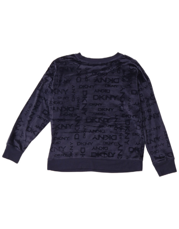 Damski sweter polarowy DKNY z grafiką UK 14, średni granatowy poliester