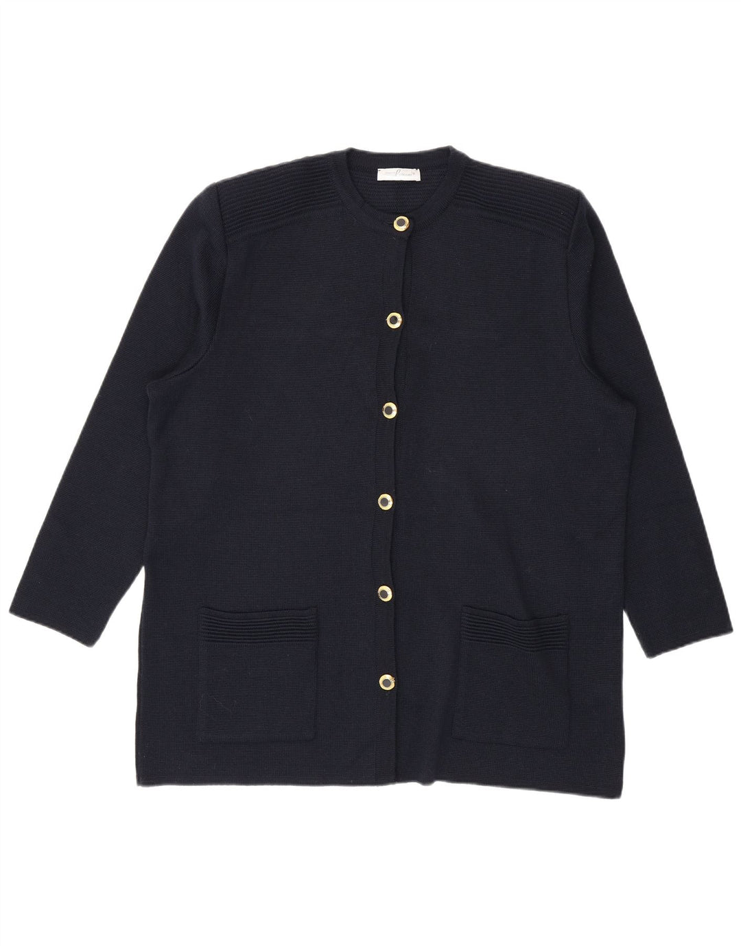 Vintage damski sweter oversize o przedłużonym fasonie IT 46, duży granatowy