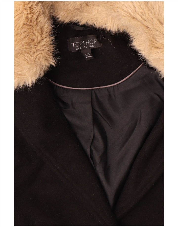 Topshop damski płaszcz oversize UK 10, mały, czarny poliester