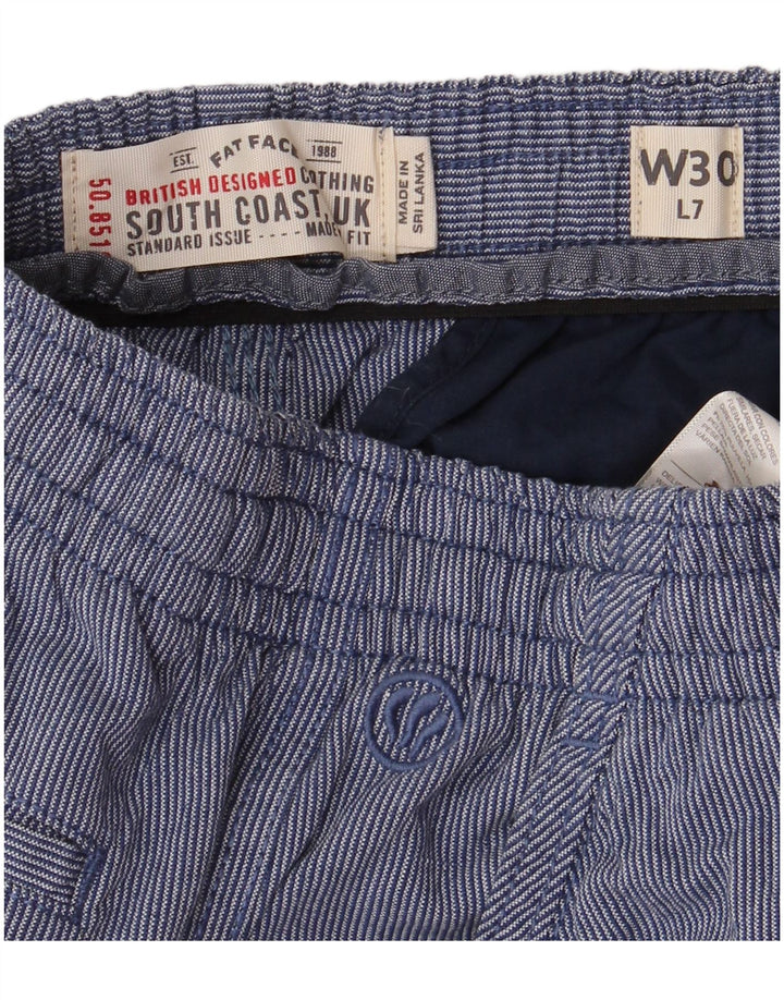 Męskie spodenki Chino FAT FACE W30 Średnioniebieskie bawełniane prążki