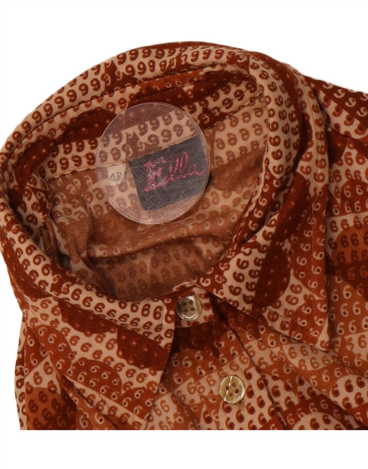 ELLA Womens Pullover Shirt IT 48 XL Brown Geometric Vintage Ella and Second-Hand Ella from Messina Hembry 