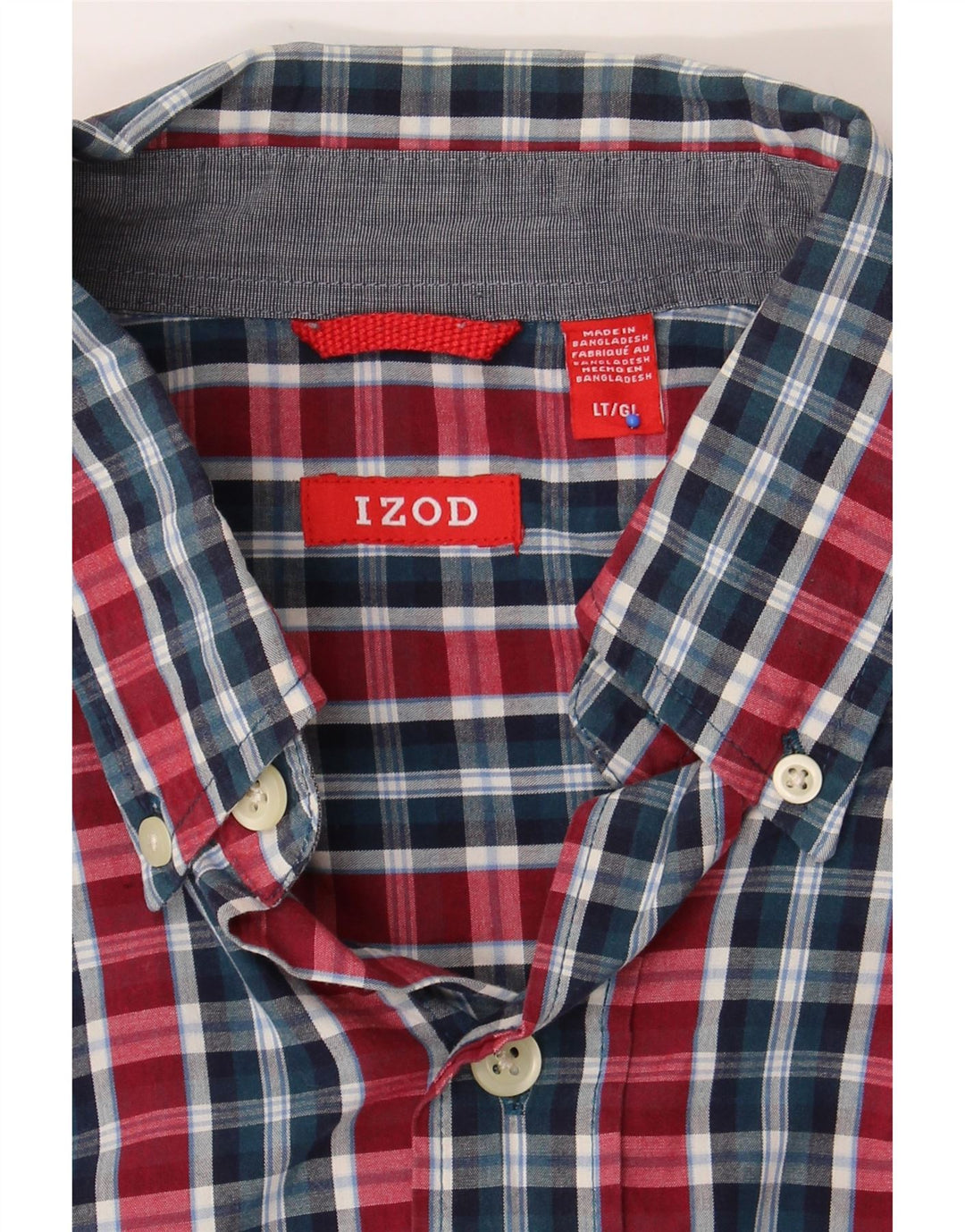 IZOD Mens Shirt Large Red Check Cotton Vintage Izod and Second-Hand Izod from Messina Hembry 