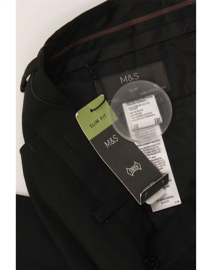 Męskie spodnie chino Marks & Spencer Slim Fit W32 L31 Czarny poliester
