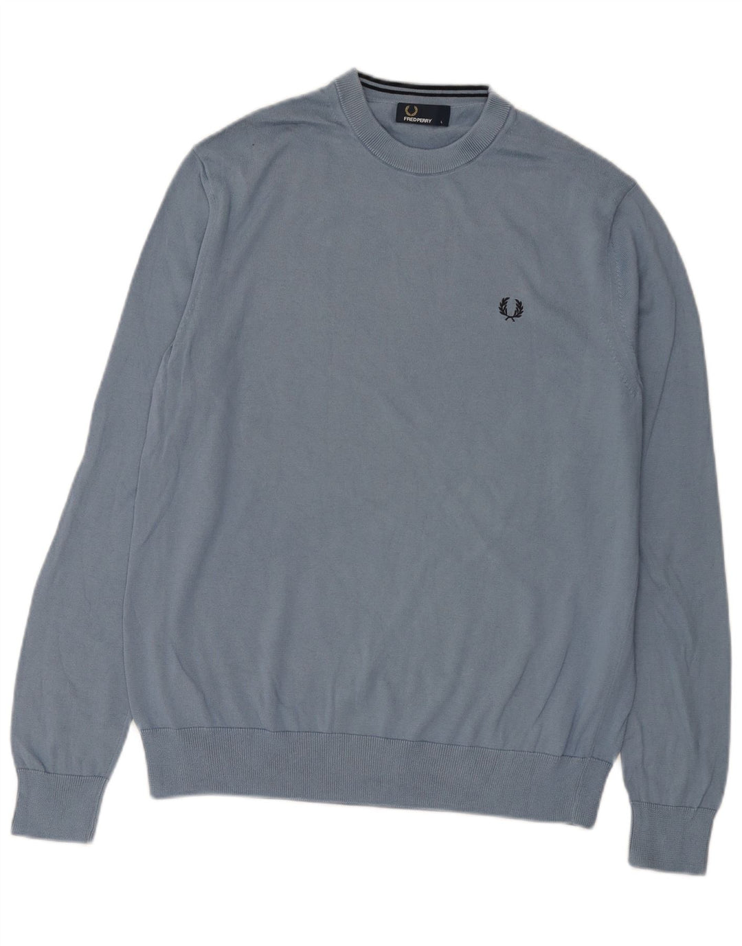 FRED PERRY Męski sweter z okrągłym dekoltem, duży, niebieski, bawełniany