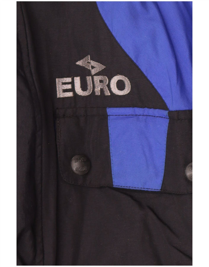 VINTAGE Mens Graphic Biker Jacket UK 36 Small Black Colourblock Nylon