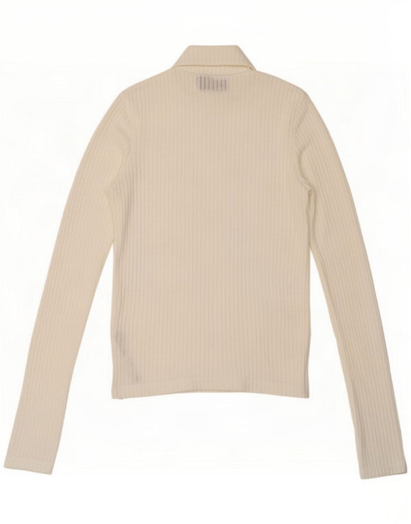 Topshop Top damski z długim rękawem UK 8 Mały biały poliester