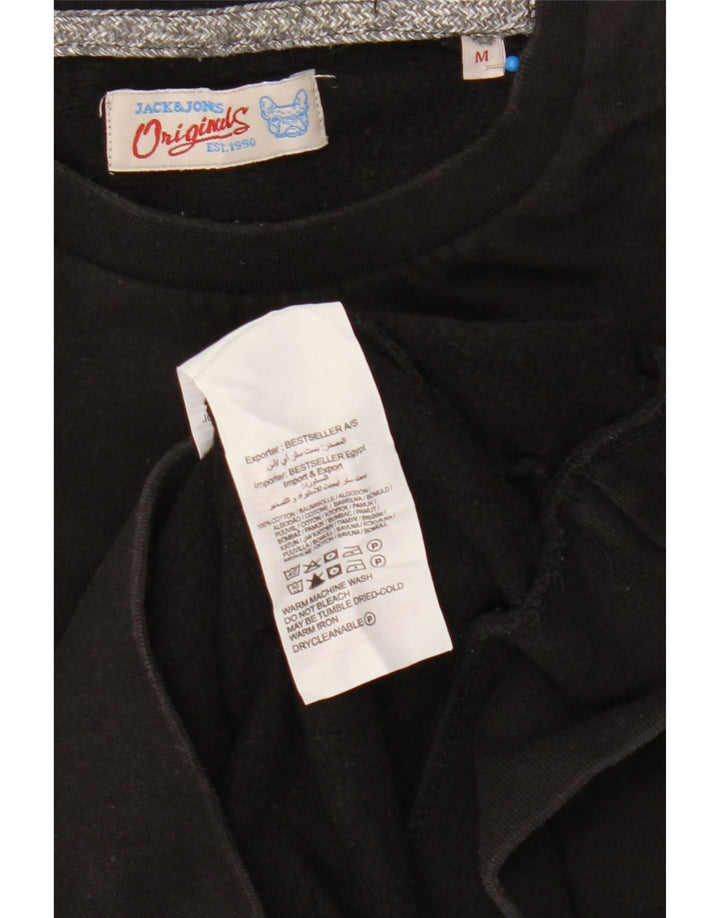 Męski sweter z grafiką Jack & Jones, średniej wielkości, czarny, bawełniany