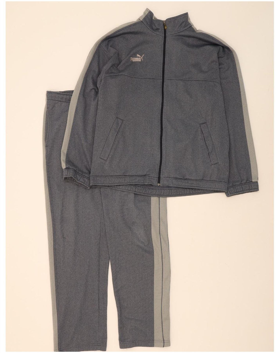 PUMA Mens Full Tracksuit Large Grey Colourblock Polyester Vintage Puma and Second-Hand Puma from Messina Hembry 