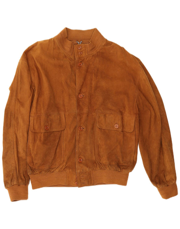 Vintage męska zamszowa kurtka bomber IT 54 2XL brązowa skóra