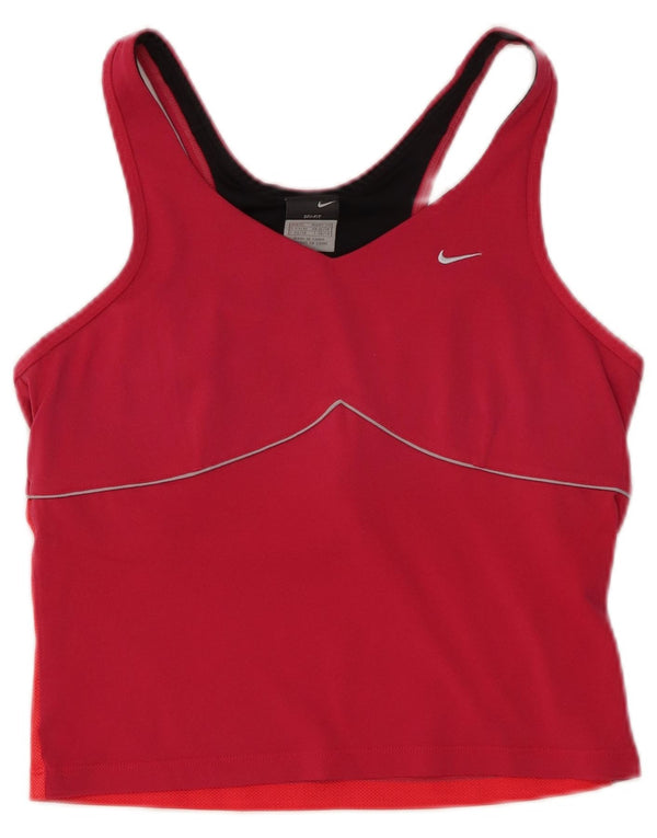 Damski top z krótkim rękawem NIKE Dri Fit, UK 16/18 XL, różowy, z blokami kolorów