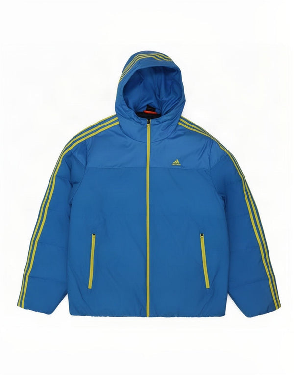 Męska ocieplana kurtka Adidas UK 42 XL Niebieski poliester z blokami kolorów
