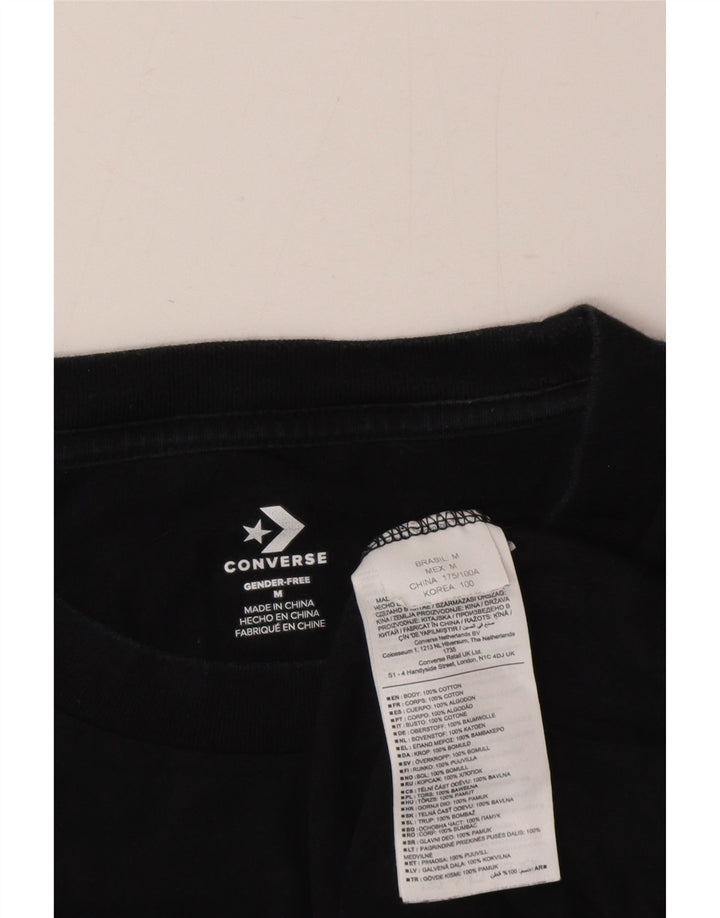 Converse Męski Top Z Długim Rękawem, Średni Czarny, Bawełniany