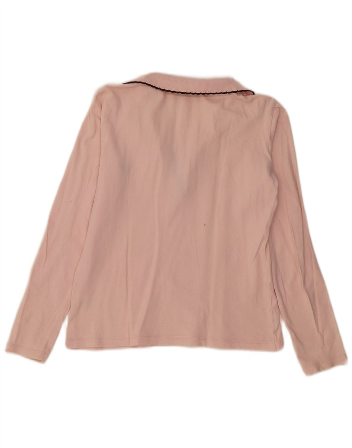 Damska koszulka polo z długim rękawem FRED PERRY UK 12, średni róż, bawełna