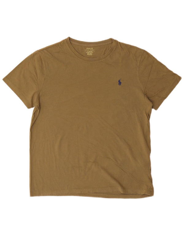Polo Ralph Lauren Mens Custom Slim Fit T-Shirt Top Large Khaki Cotton